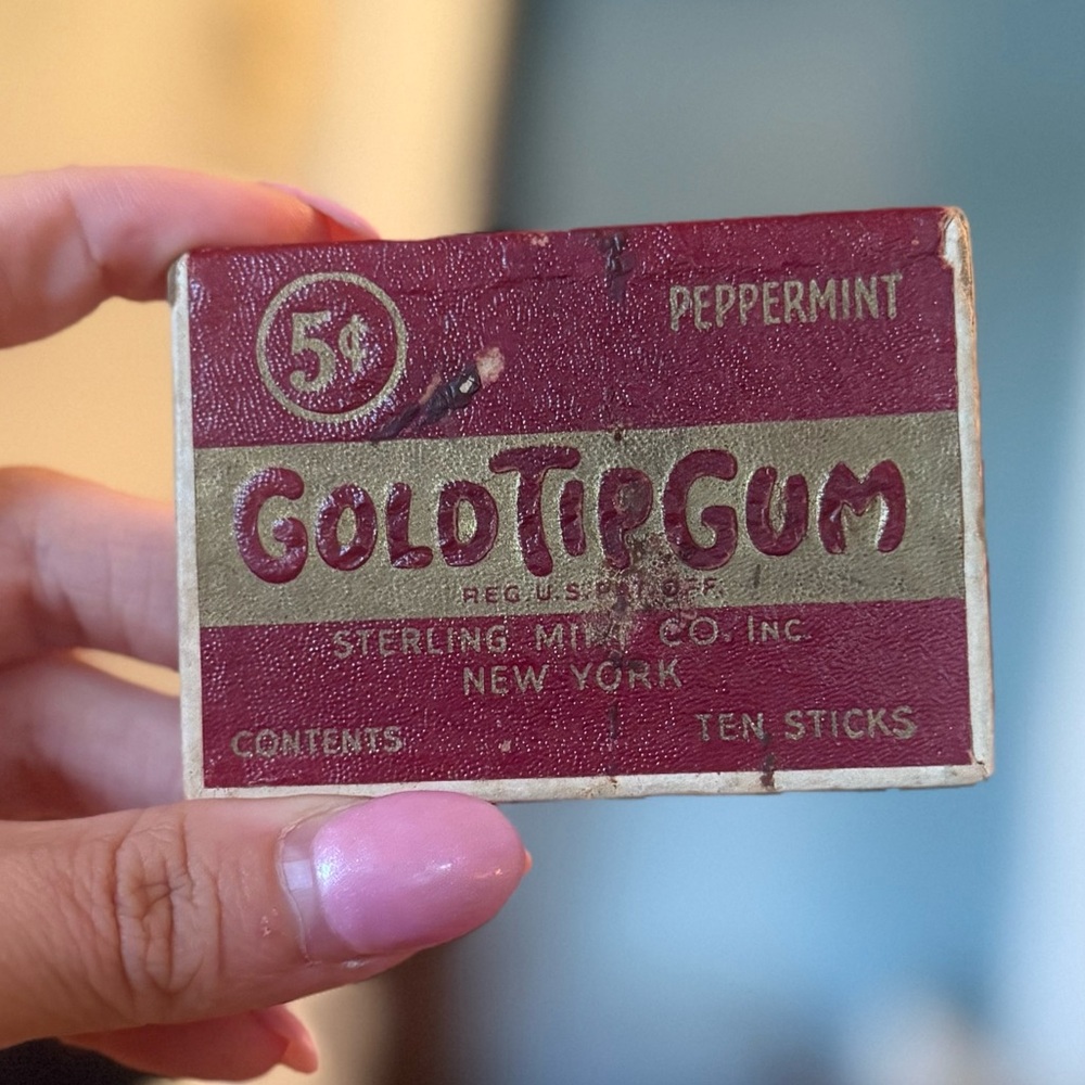 Vintage Gold Tip Gum Box – 5¢ Peppermint – Sterling Mint Co. NY – Empty Package
